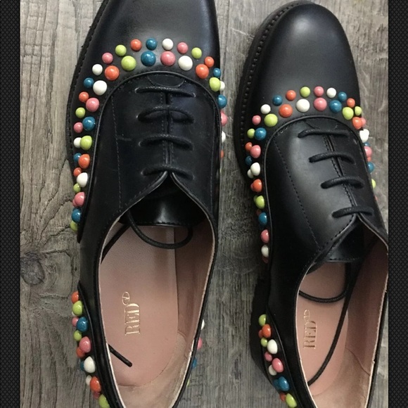 Authentic Red Valentino Stud LaceUp Oxfords 37 6.5 - Picture 2 of 5